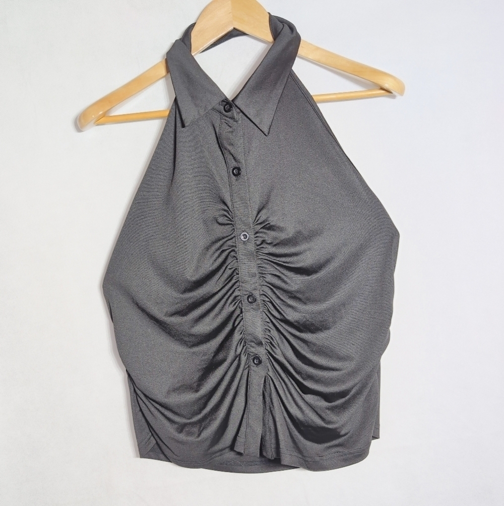 Unbranded Elegant Black Collared 2XL Halter Top